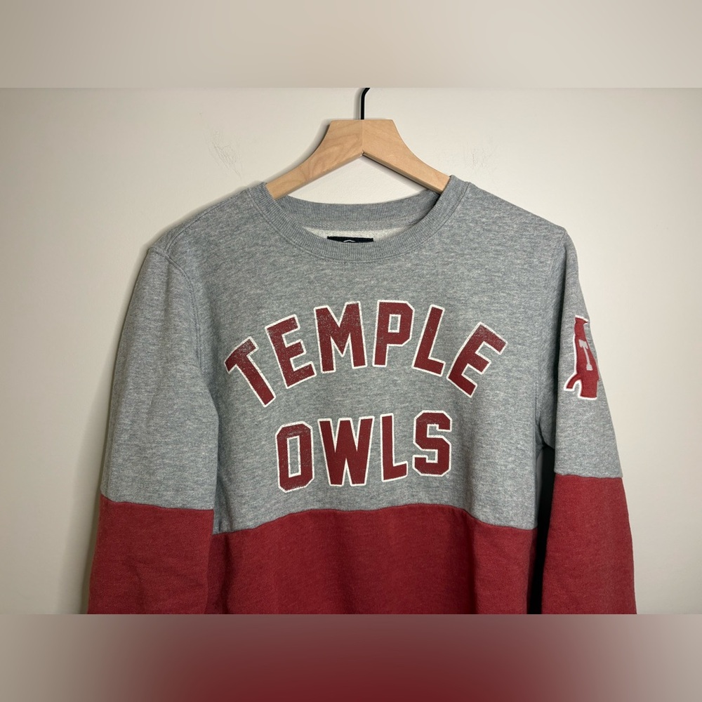 ‘47 TEMPLE OWLS GREY GIBSON LONG SLEEVE Crewneck SWEATSHIRT size small - Picture 3 of 7